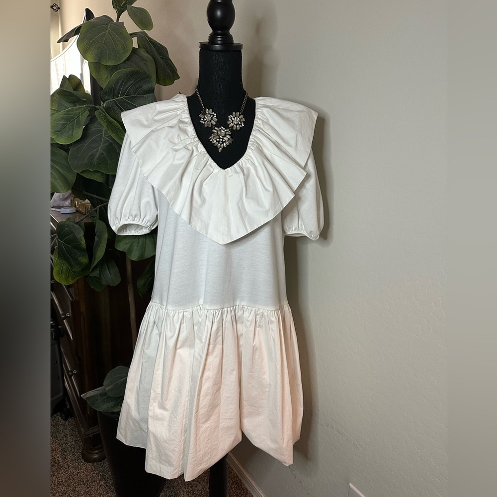 English Factory Cream Ruffle Dress